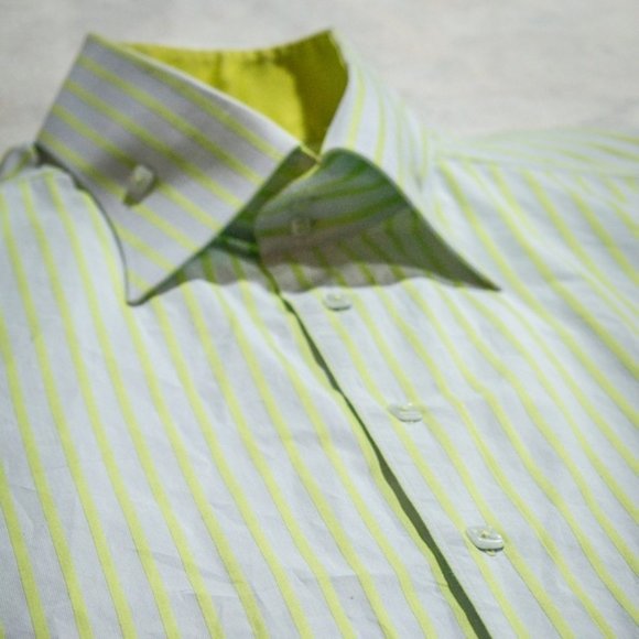 Stone Rose Lime Green White Casual Button-Up Shirt - Picture 3 of 8